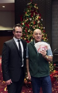 Luke Perkins, assistant general manager at The Casino MK with £10k winner Terence Ward